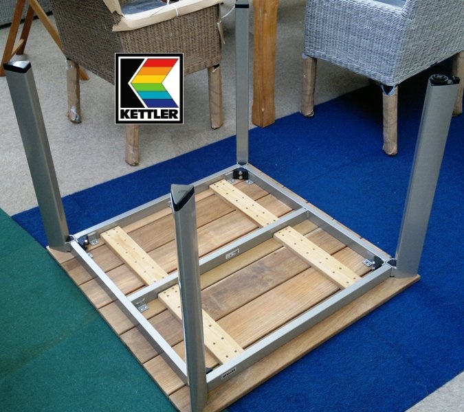 KETTLER HKS ALU TEAK TISCH MEMPHIS 95 x 95 cm champagner Teak KETTLER HKS ALU TEAK TISCH MEMPHIS 95 x 95 cm champagner Teak