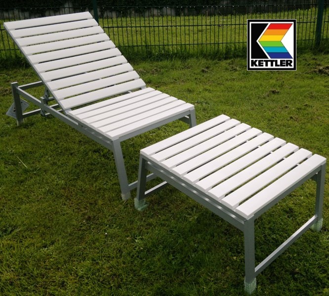KETTLER HKS GARTENLIEGE LIEGE RASMUS 2-TEILIG SILBER WEISS ...