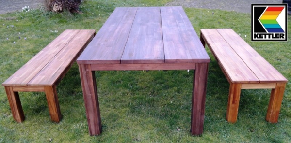Kettler Hks Teak Gartenmobel Mojanda Antikoptik 3er Tisch Bank