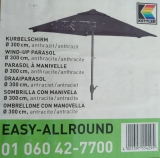 KETTLER KURBELSCHIRM EASY ALLROUND 300 cm rund anthrazit/anthrazit