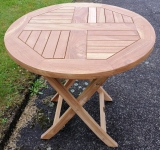 TEAKTISCH TEAK KLAPPTISCH TISCH 70 cm Rund solide Qualitt