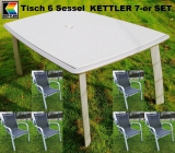 KETTLER 7- er SET 6 STAPELSESSEL EASY SILBER + HKS VARICOR TISCH AVANTGARDE NEU