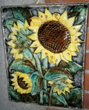 KARLSRUHER MAJOLIKA WANDFLIESE WANDKACHEL WANDBILD SONNENBLUME