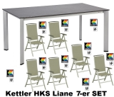 KETTLER HKS 7er-SET 6 SESSEL TISCH LIANE KAKISILBER-KAKI NEU