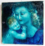 KARLSRUHER MAJOLIKA WANDFLIESE WANDKACHEL KACHEL FLIESE ERWIN SPULER Madonna mit Kind